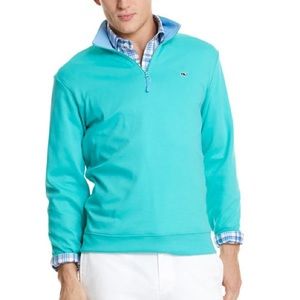 Turquoise Vineyard Vines 1/4 zip cotton jersey